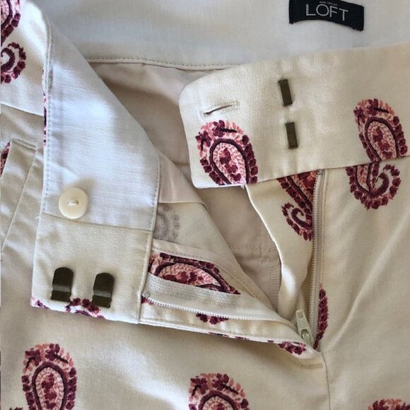 LOFT Marisa Ankle Cream Pink Paisley Pants 8 - Picture 8 of 16